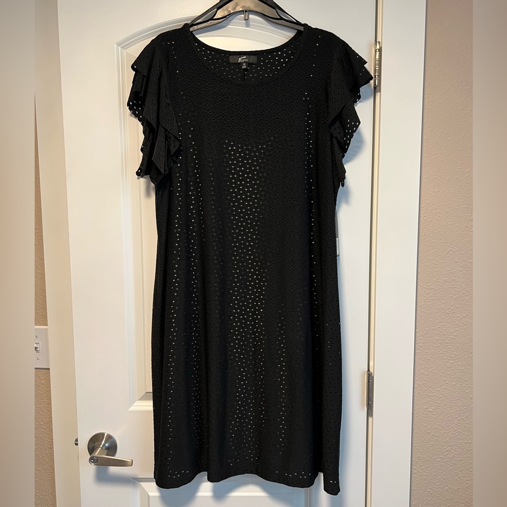 GNW Women's Plus Eyelet Ruffle Sleeve Shift Dress
